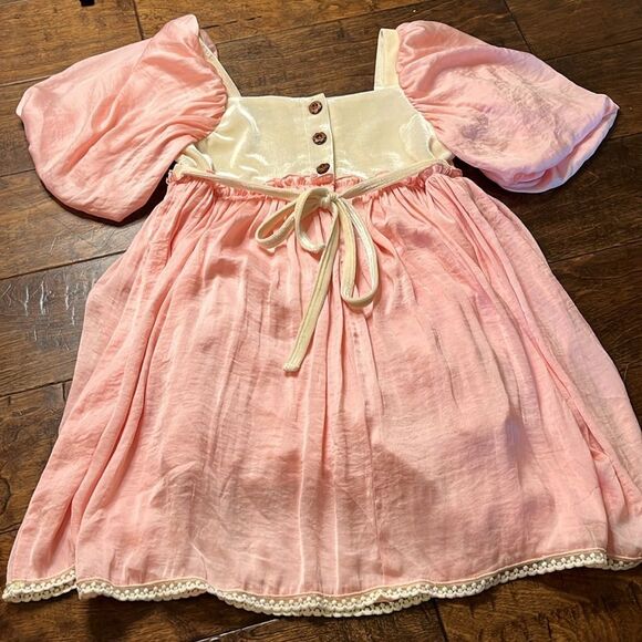 Girl August Pink Satin and Cream Velvet Babydoll Dress, size 8 - Picture 7 of 11